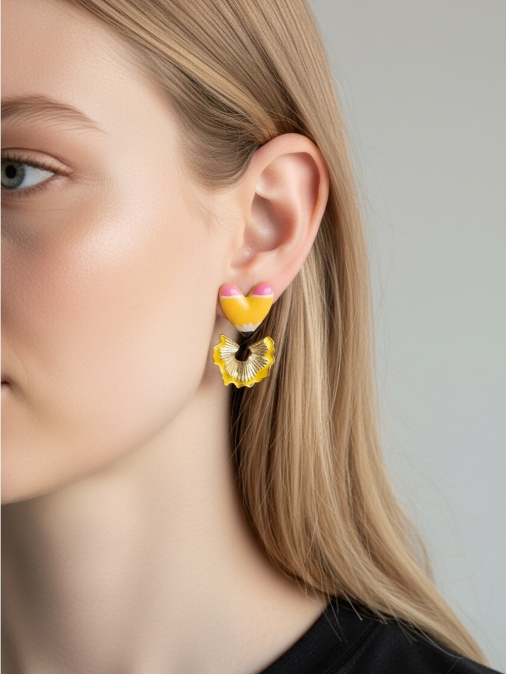 9/24 Yellow Floral Heart Drop Earrings - Women's Jewelry